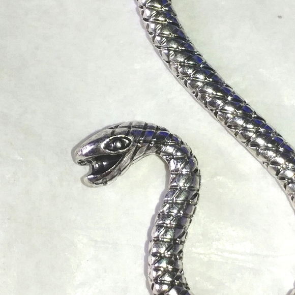 SNAKE EARRINGS - SILVERTONE - 2 1/4" LONG - Picture 2 of 4